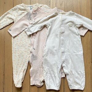 Set of 3 Springtime One-Piece Pajamas Sz 3-6M